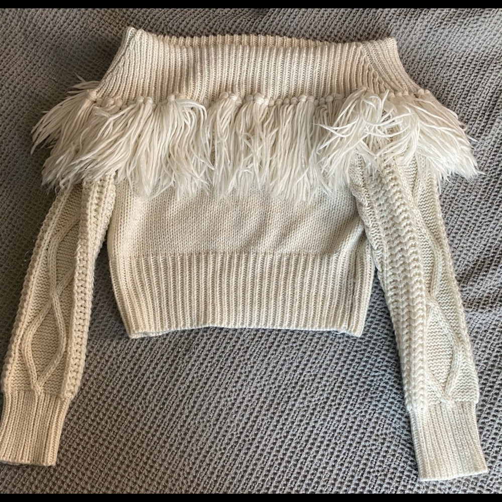White off the shoulder sweater